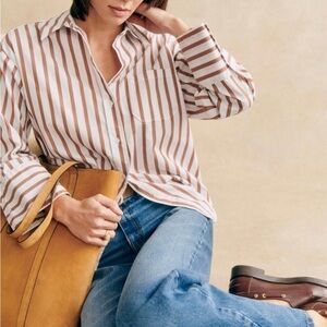 Sézane Bilma Shirt – Camel Stripe – FR 32 (Fits Like 34) – NWT